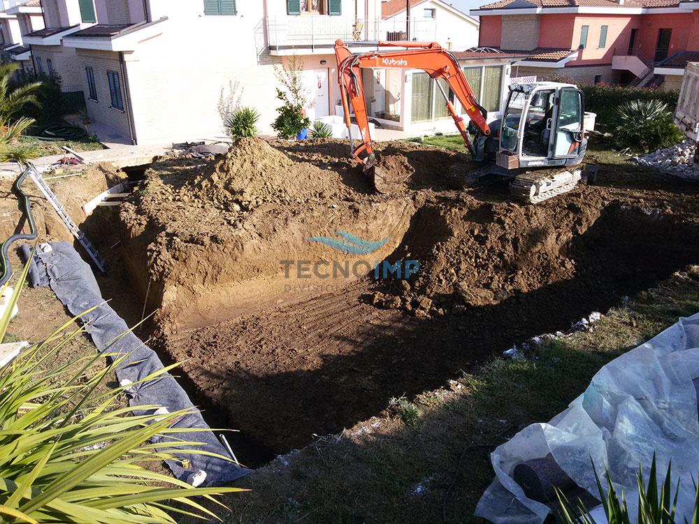 Costruzione piscina in cemento armato controterra